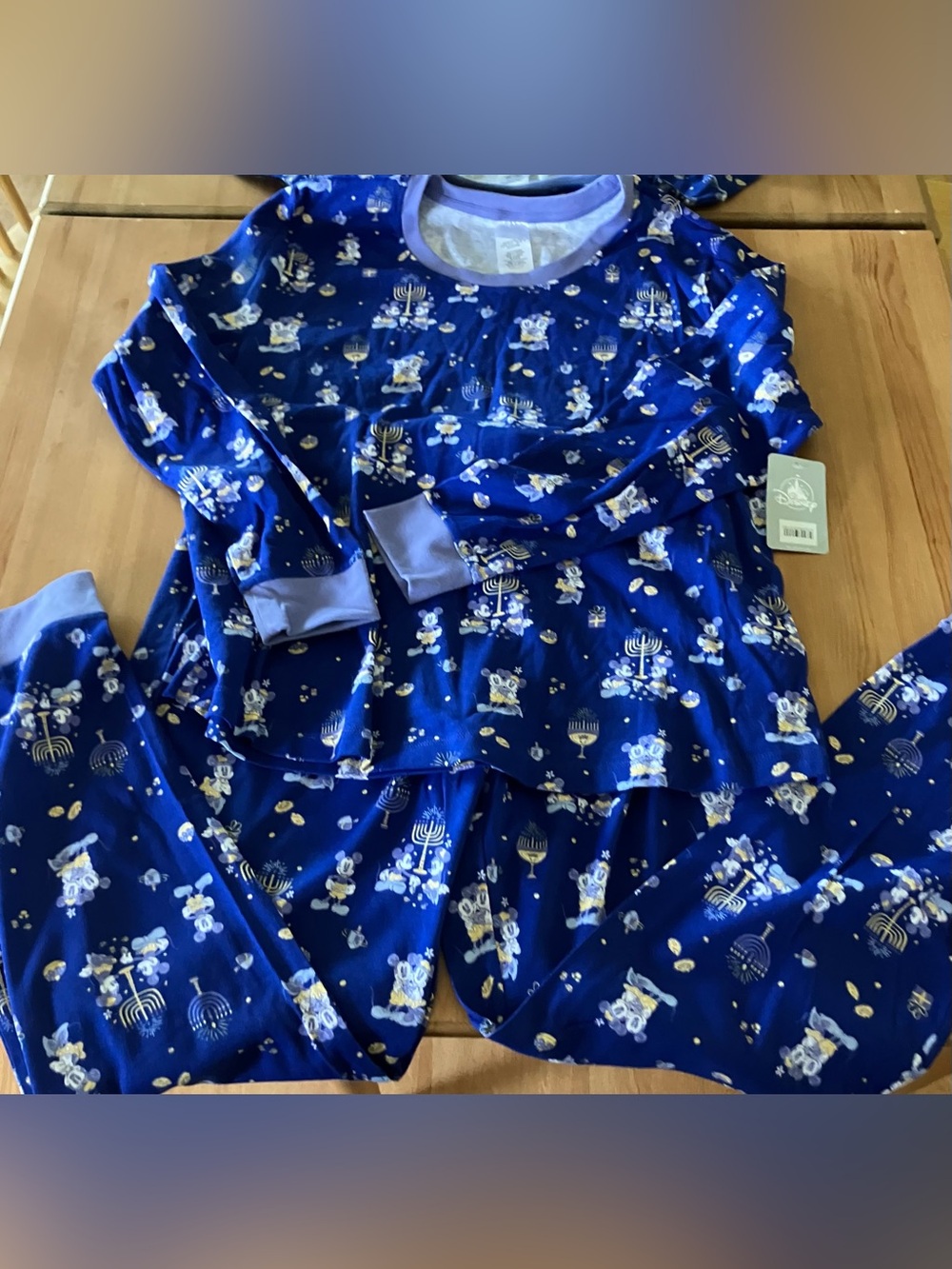 NEW Women’s Disney Mickey Minnie Blue Hanukkah Print Pajama Set Size Large